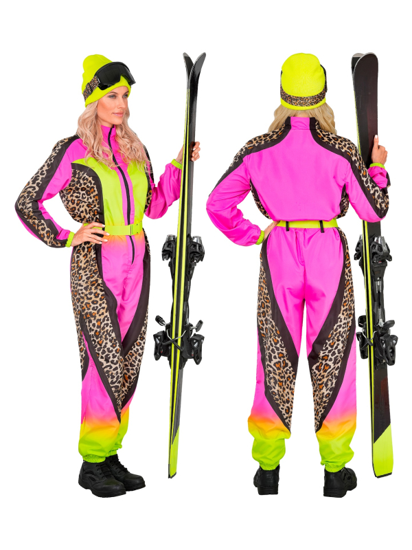 Déguisement ski femme léopard rose jaune néon (S-XXL) – Déguiz-Fêtes