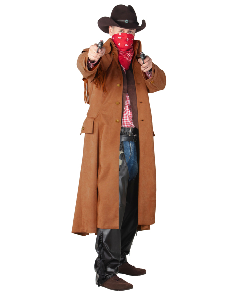 Manteau Cowboy Buffalo Ranger Homme Marron – Long Cache-Poussière Western à Franges