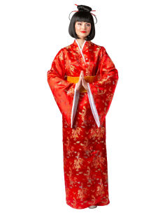 Déguisement Geisha Rouge Femme – Kimono Japonais Traditionnel avec Obi 2