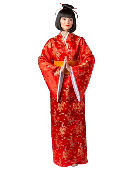 Déguisement Geisha Rouge Femme – Kimono Japonais Traditionnel avec Obi