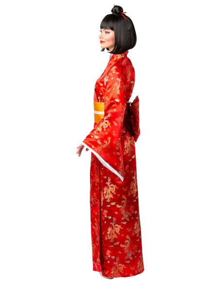 Déguisement Geisha Rouge Femme – Kimono Japonais Traditionnel avec Obi