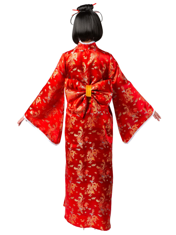 Déguisement Geisha Rouge Femme – Kimono Japonais Traditionnel avec Obi