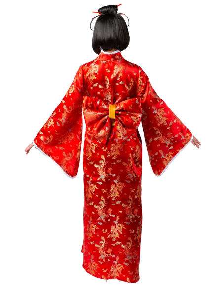 Déguisement Geisha Rouge Femme – Kimono Japonais Traditionnel avec Obi
