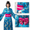 Kimono Bleu Femme – Déguisement Geisha Traditionnel avec Obi XXL