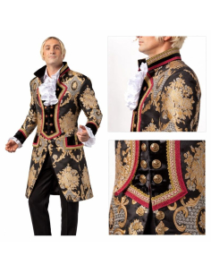 Veste Baroque Homme en Brocart Noir & Or – Costume Marquis Premium 2