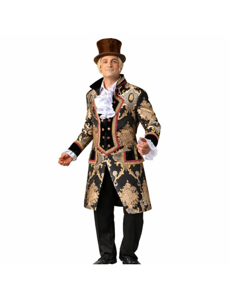 Veste Baroque Homme en Brocart Noir & Or – Costume Marquis Premium