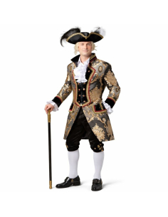 Veste Baroque Homme en Brocart Noir & Or – Costume Marquis Premium