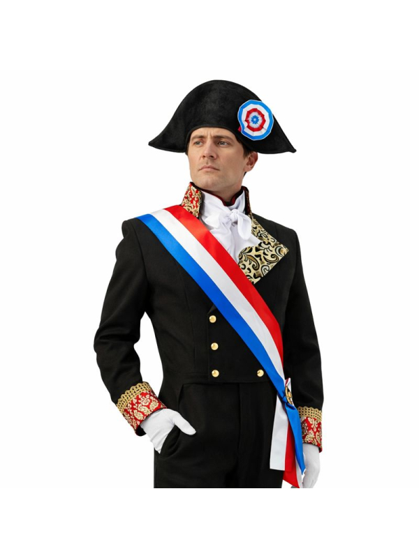 Costume Napoléon Bonaparte Homme – Veste d’Apparat Premier Empire avec Écharpe Tricolore