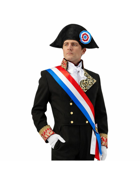 Costume Napoléon Bonaparte Homme – Veste d’Apparat Premier Empire avec Écharpe Tricolore