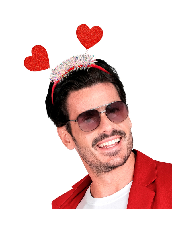 Serre-tête rouge cœurs pailletés – Accessoire Saint-Valentin & EVJF