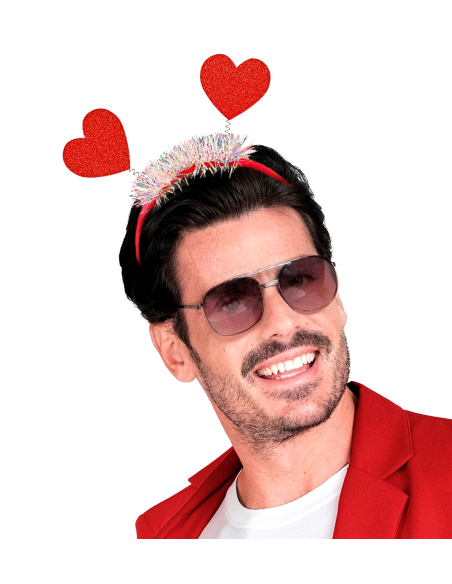 Serre-tête rouge cœurs pailletés – Accessoire Saint-Valentin & EVJF