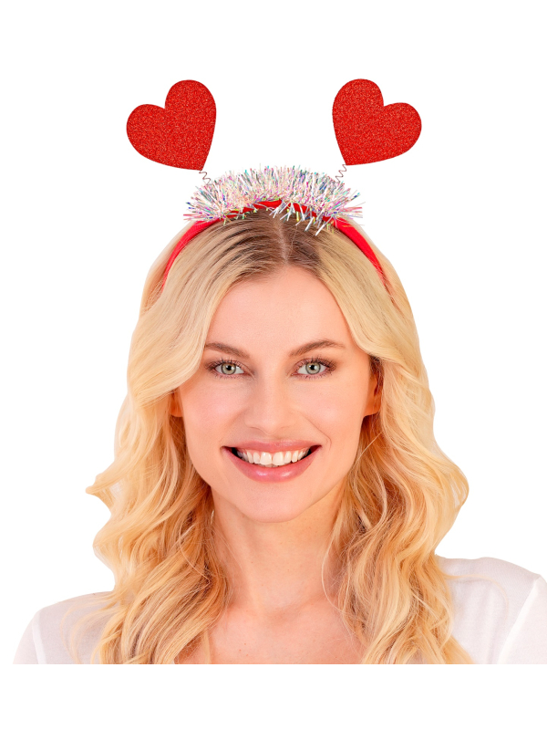 Serre-tête rouge cœurs pailletés – Accessoire Saint-Valentin & EVJF
