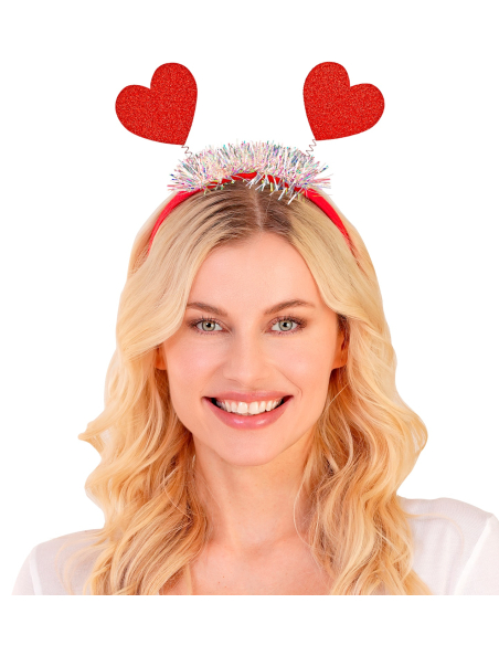 Serre-tête rouge cœurs pailletés – Accessoire Saint-Valentin & EVJF