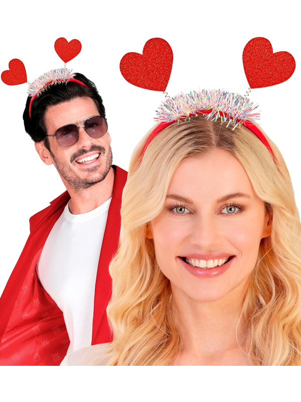 Serre-tête rouge cœurs pailletés – Accessoire Saint-Valentin & EVJF