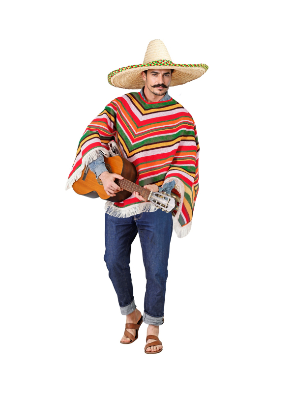 Poncho mexicain adulte mixte – Taille unique (style authentique)
