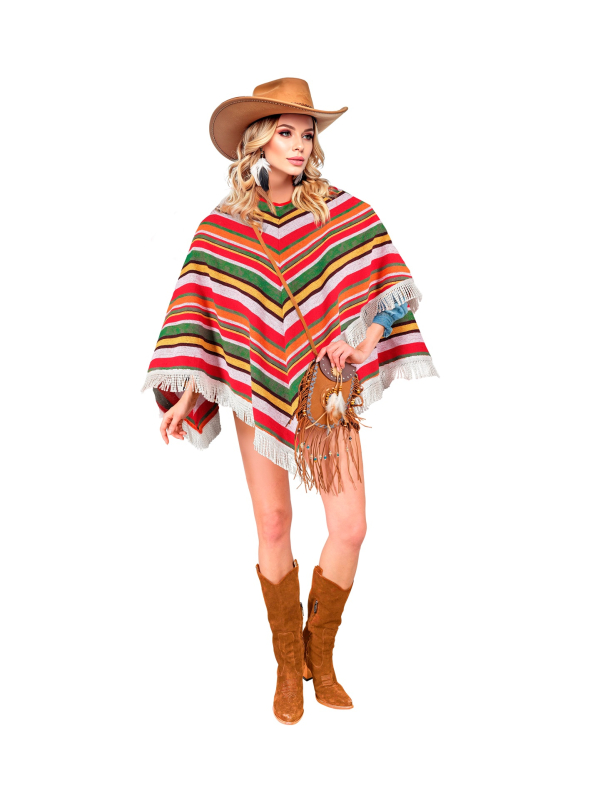 Poncho mexicain adulte mixte – Taille unique (style authentique)