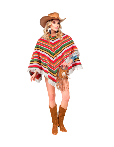Poncho mexicain adulte mixte – Taille unique (style authentique)