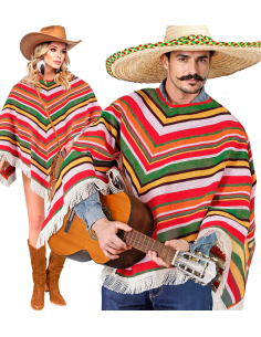 Poncho mexicain adulte mixte – Taille unique (style authentique)