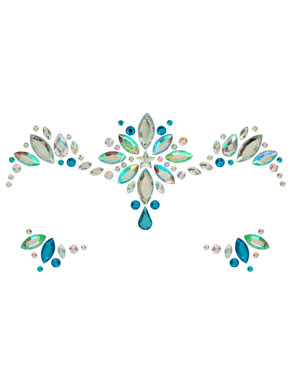Bijoux visage Princesse des Glaces – Strass visage bleus & argentés