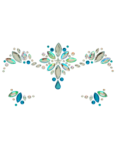Bijoux visage Princesse des Glaces – Strass visage bleus & argentés