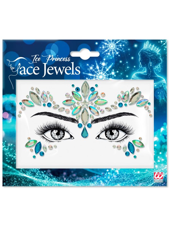 Bijoux visage Princesse des Glaces – Strass visage bleus & argentés