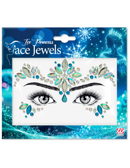 Bijoux visage Princesse des Glaces – Strass visage bleus & argentés
