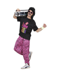 Pantalon baggy Années 80 zébré rose homme – Look disco & rétro 2