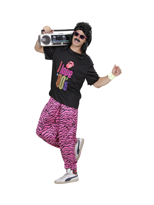 Pantalon baggy Années 80 zébré rose homme – Look disco & rétro