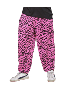 Pantalon baggy Années 80 zébré rose homme – Look disco & rétro