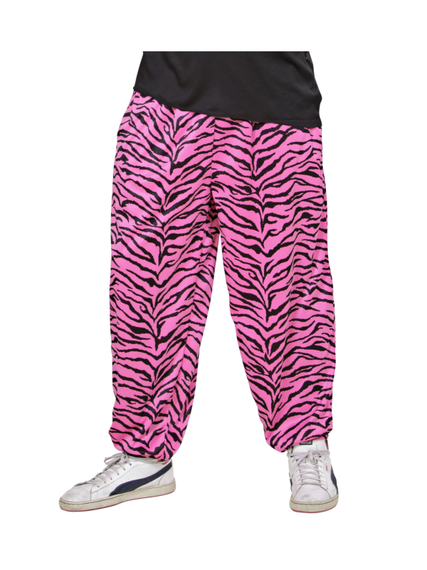 Pantalon baggy Années 80 zébré rose homme – Look disco & rétro
