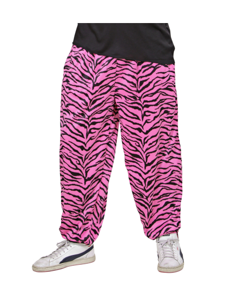 Pantalon baggy Années 80 zébré rose homme – Look disco & rétro