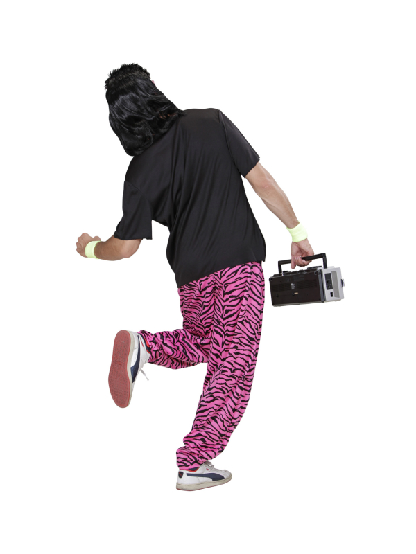 Pantalon baggy Années 80 zébré rose homme – Look disco & rétro