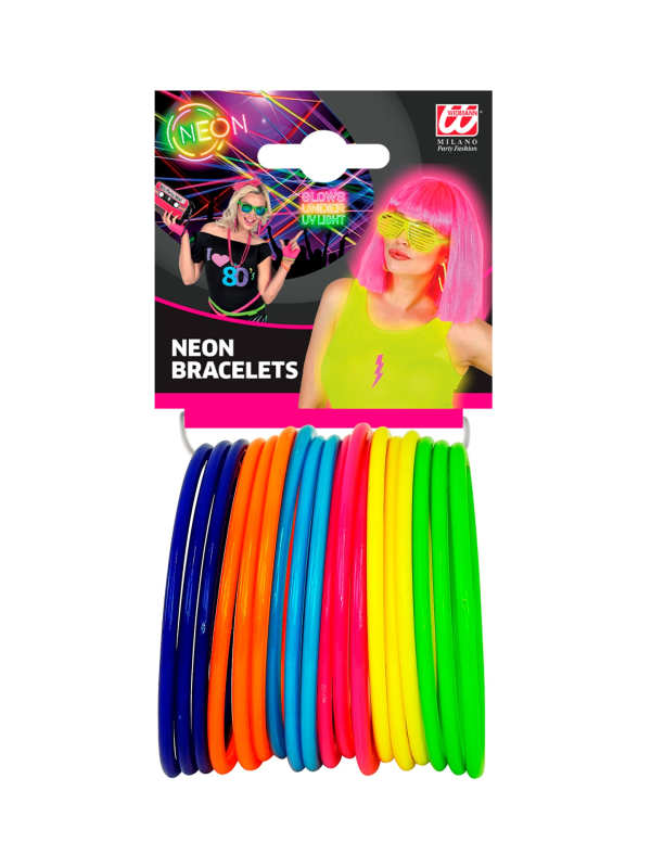 Bracelets fluo Années 80 – Lot de 18 bracelets multicolores