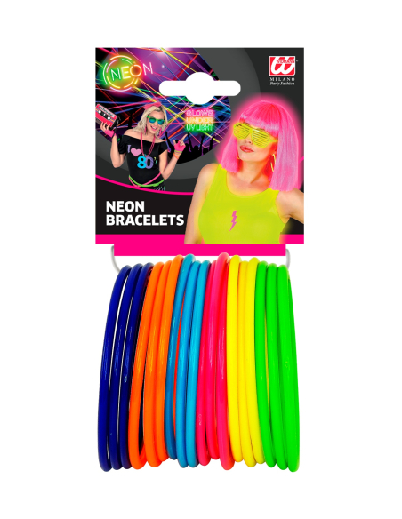Bracelets fluo Années 80 – Lot de 18 bracelets multicolores