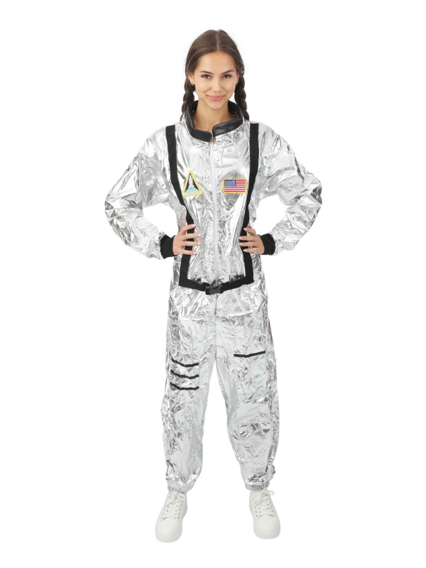 Déguisement astronaute femme argent métallisé – Combinaison espace adulte (polyester)