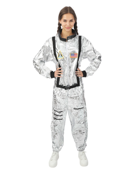 Déguisement astronaute femme argent métallisé – Combinaison espace adulte (polyester)
