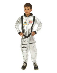 Déguisement astronaute enfant argent métallisé – Combinaison espace mixte (fille & garçon)