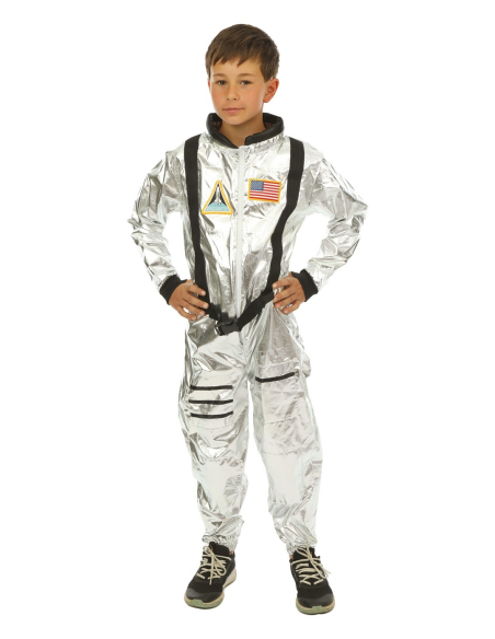 Déguisement astronaute enfant argent métallisé – Combinaison espace mixte (fille & garçon)