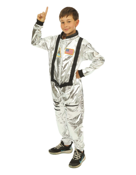 Déguisement astronaute enfant argent métallisé – Combinaison espace mixte (fille & garçon)
