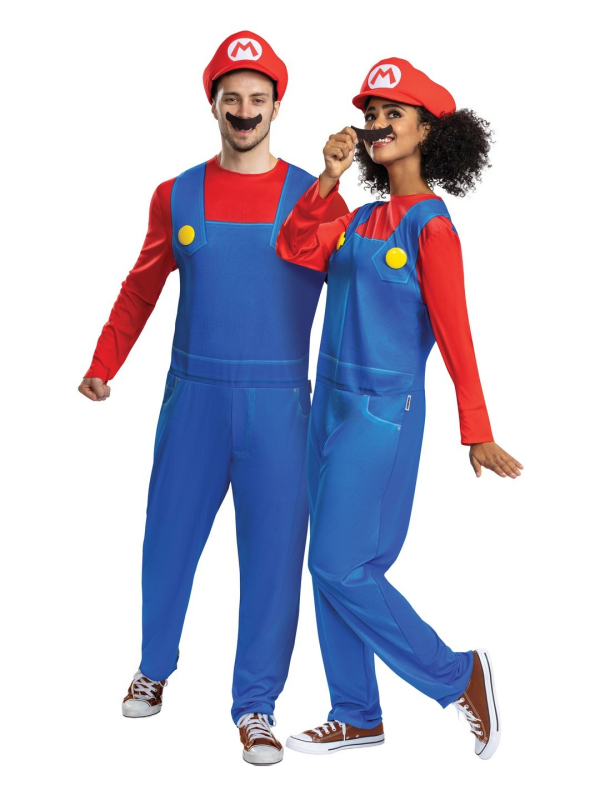 Super Mario™ – Costume Mario Elevated Classic adulte (S/M & L/XL) – Combinaison + casquette + moustache adhésive