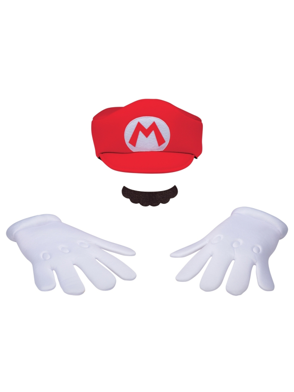 Kit Accessoires Super Mario™ Elevated Classic – Casquette, gants & moustache (Adulte)