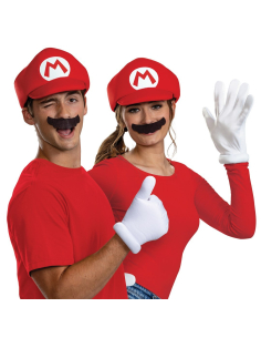 Kit Accessoires Super Mario™ Elevated Classic – Casquette, gants & moustache (Adulte)