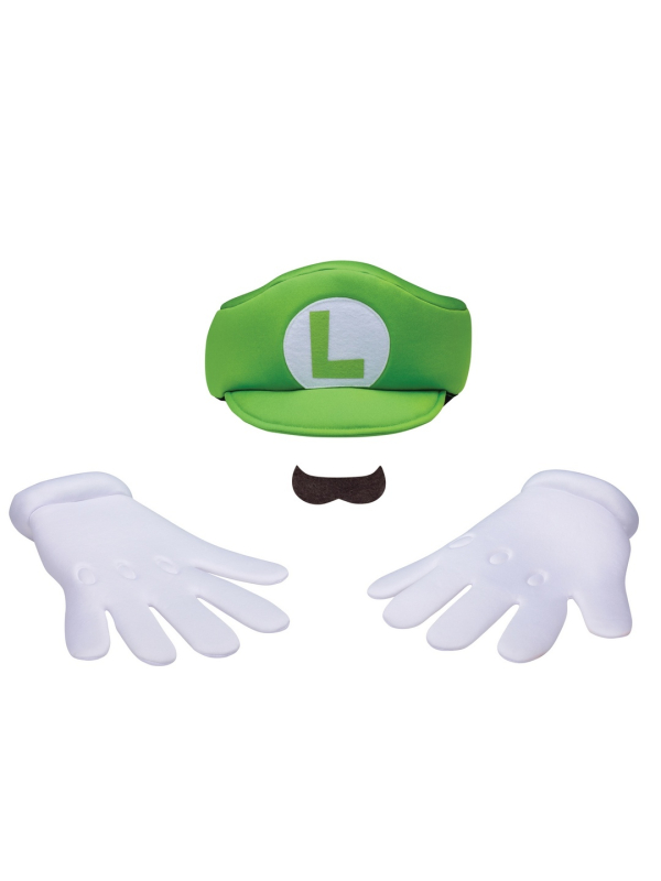 Super Mario™ – Kit Accessoires Luigi Elevated Classic adulte (casquette + gants + moustache) – Licence officielle