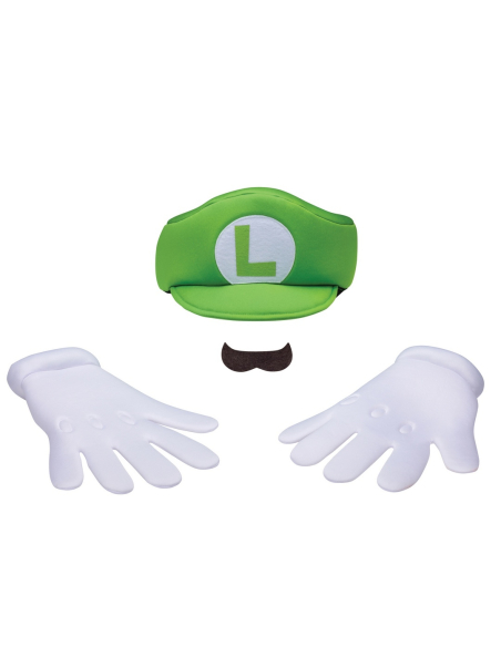 Super Mario™ – Kit Accessoires Luigi Elevated Classic adulte (casquette + gants + moustache) – Licence officielle