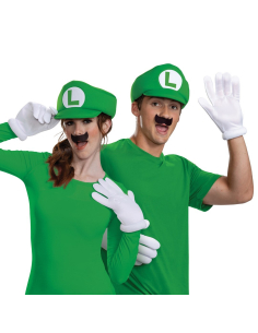 Super Mario™ – Kit Accessoires Luigi Elevated Classic adulte (casquette + gants + moustache) – Licence officielle