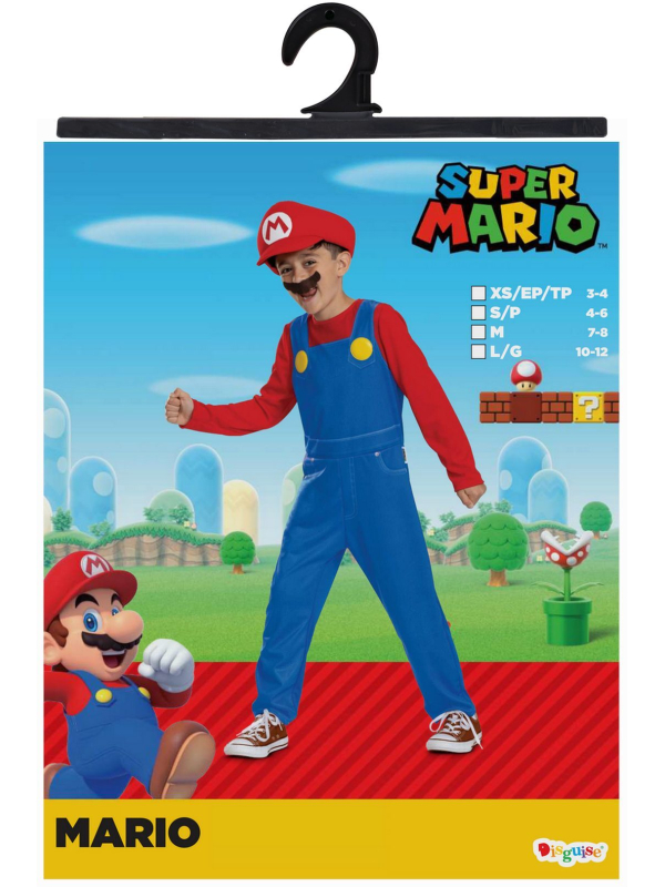 Déguisement Mario™ enfant – Costume Super Mario™ “Elevated” (combinaison + casquette + moustache)