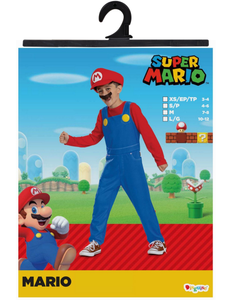 Déguisement Mario™ enfant – Costume Super Mario™ “Elevated” (combinaison + casquette + moustache)
