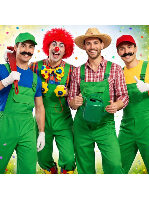Salopette verte homme – Déguisement multi-personnages (clown, plombier vert, jardinier)