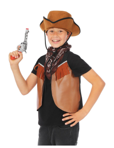 Set Cowboy Enfant – Chapeau + Bandana + Gilet + Pistolet (Taille unique