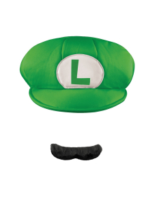 Super Mario™ – Kit Accessoires Luigi adulte (casquette + moustache adhésive) – Licence officielle